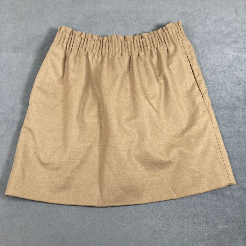 J.Crew Camel Tan Wool Blend Elastic Waist Mini Skirt with Pockets Size 4